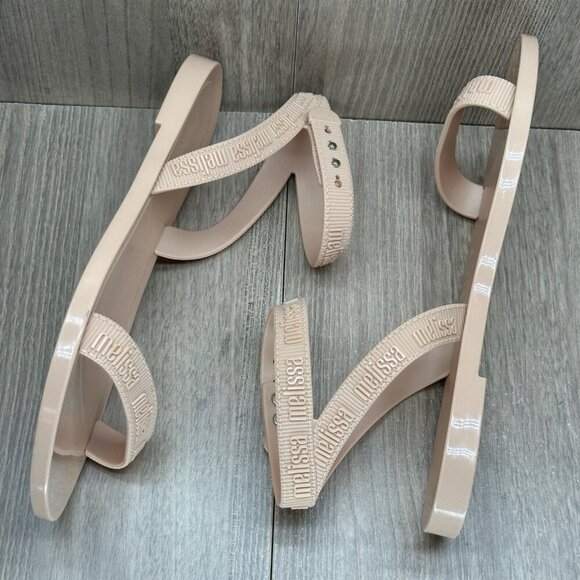 Melissa Sandals Womens Sz 5 M Lover Strappy Flats Vegan Synthetic Beige - Picture 9 of 12